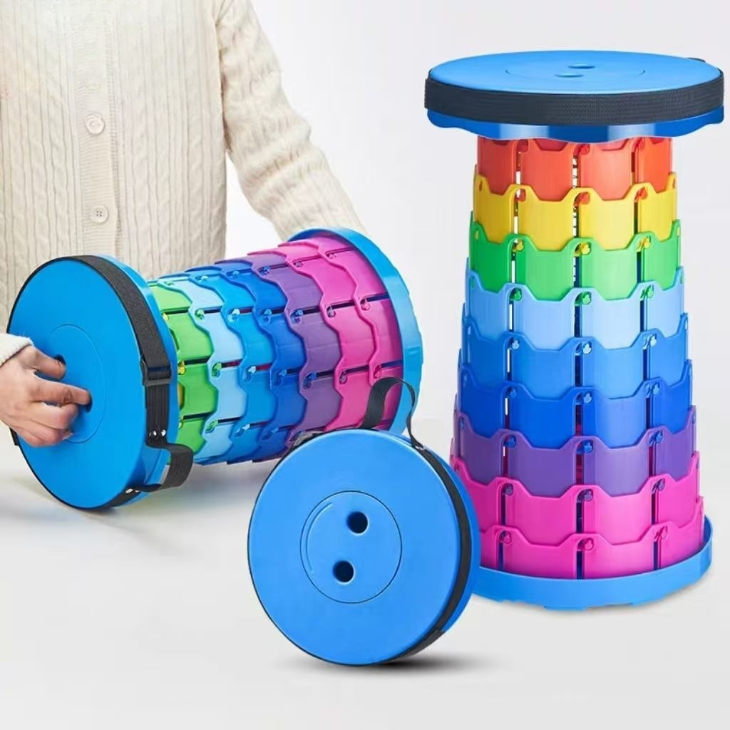 Outdoor Adventure Trips - Regenboog Telescopische Campingkruk Draagbaar Verdikt Opklapbaar