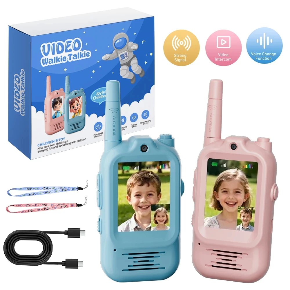 Outdoor Adventure Videos - 2 stuks kinder video walkie-talkies, oplaadbaar,