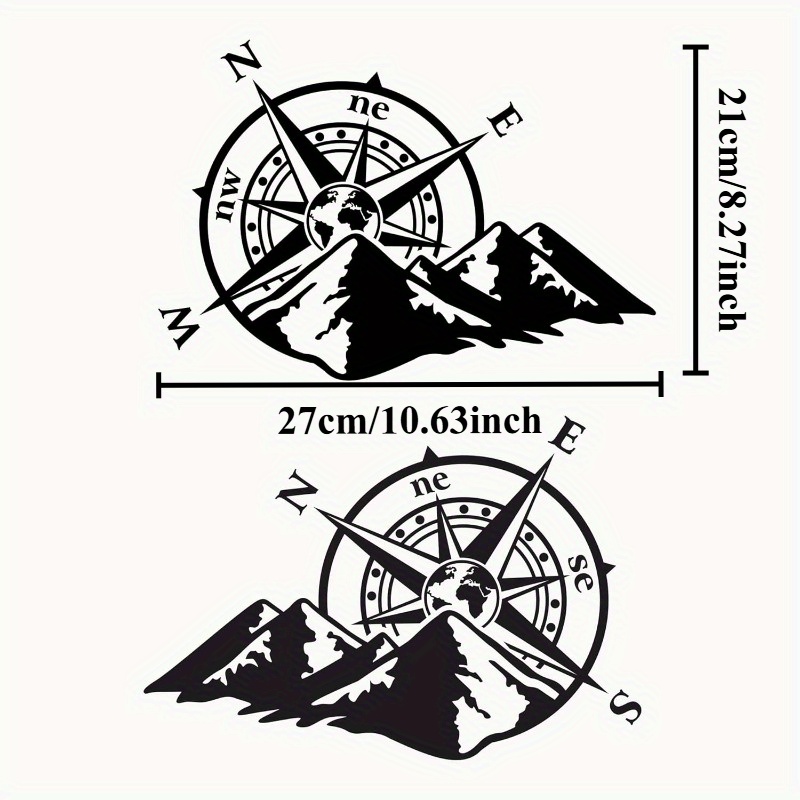 Outdoor Adventure Rv - 2 stuks bergkompas vinylstickers NW SE
