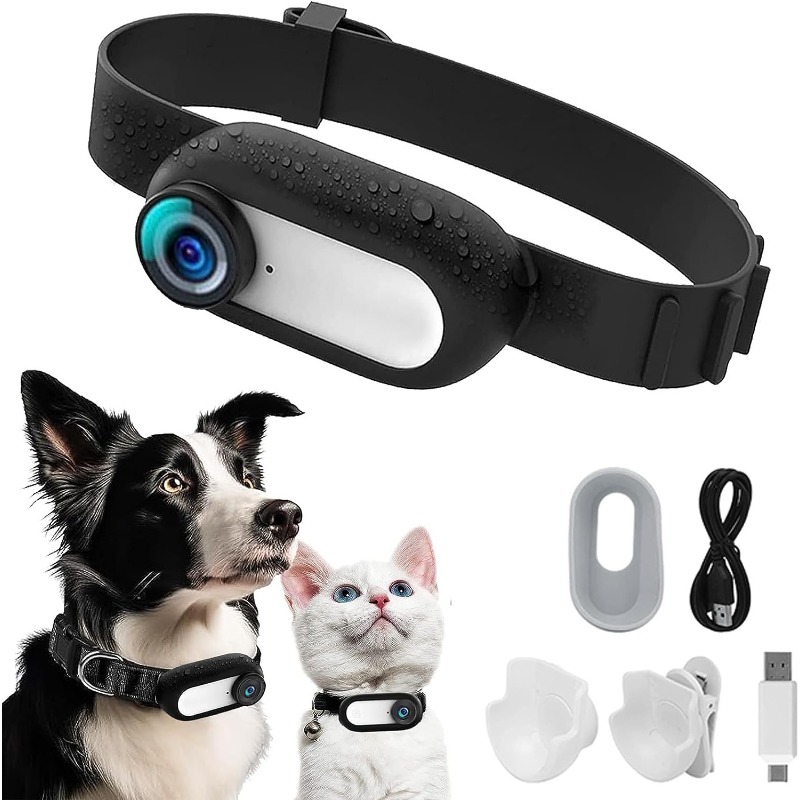 Outdoor Adventure Videos - Huisdierhalsbandcamera-waterdichte HD-actiecamera voor katten/honden, avontuurlijke bodycam