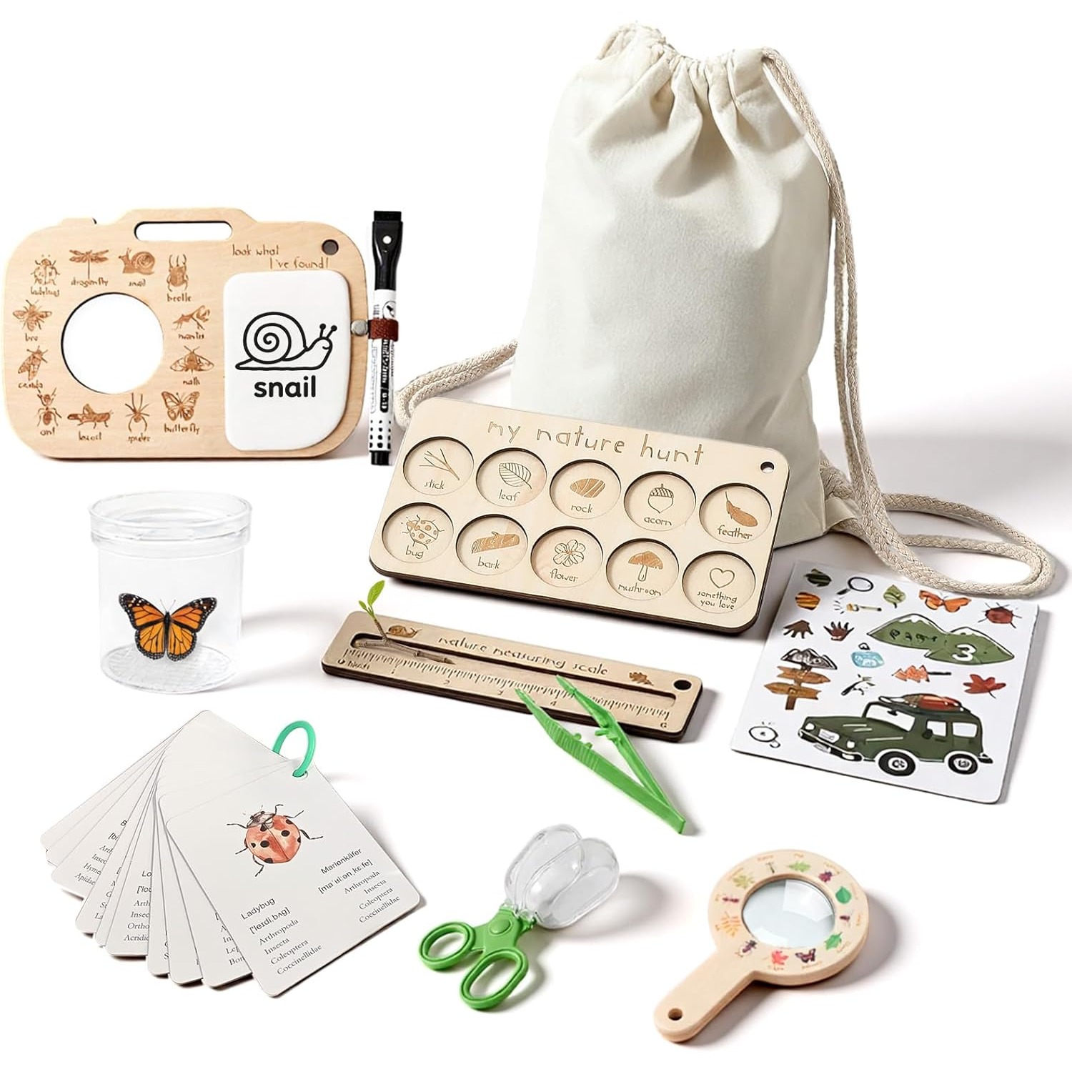 Outdoor Adventure Learning - Insectenvangset voor kinderen met insectenbox, leerkaarten