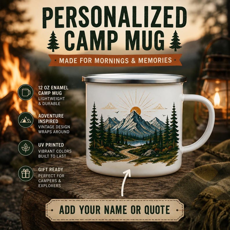 Gepersonaliseerde berg emaille - Outdoor Adventure Names recensie en prijs