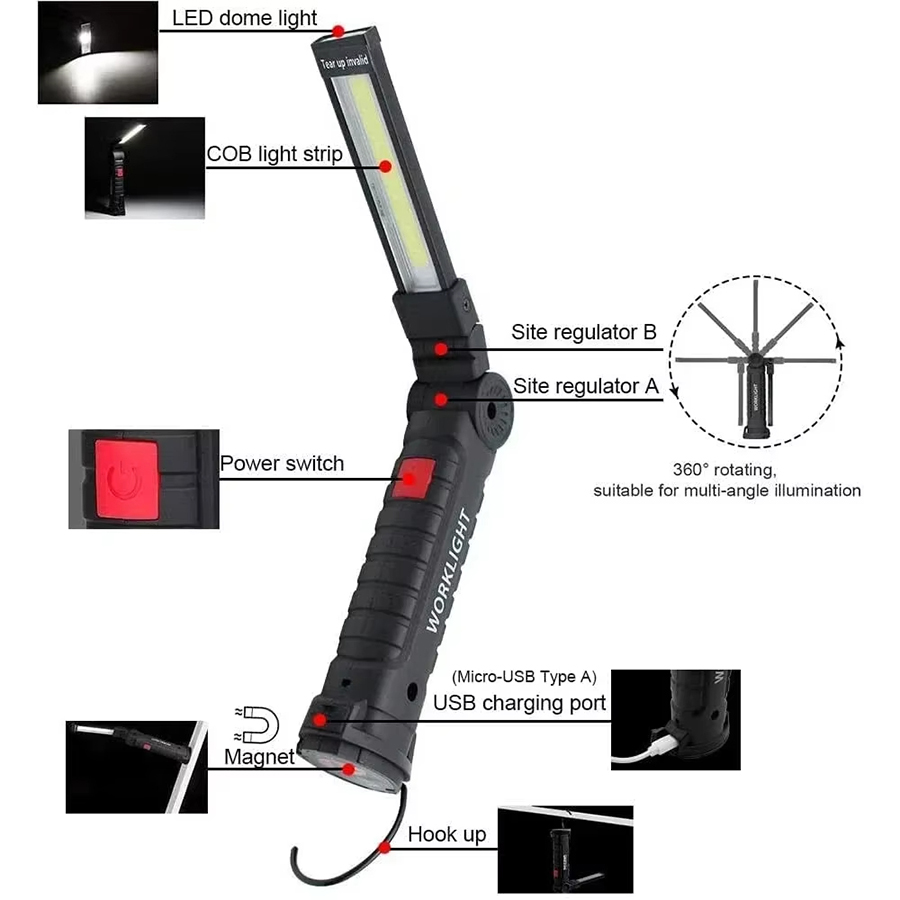 Draagbare LED-zaklamp met magn - Outdoor Adventure Trips recensie en prijs